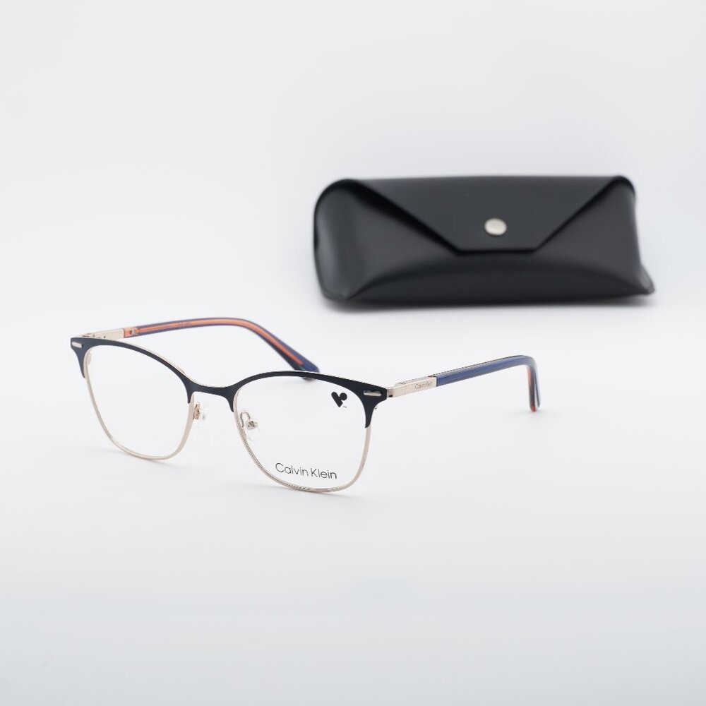 Calvin Klein CK21124 438 Cat Eye Eyeglasses 49mm - Blue/Gold
